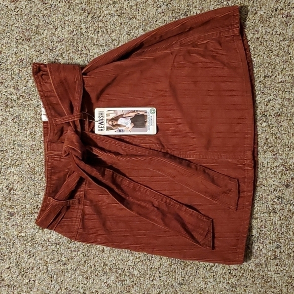 Rewash Belted Corduroy Rust Mini Skirt Sz 9/29 - Picture 1 of 5